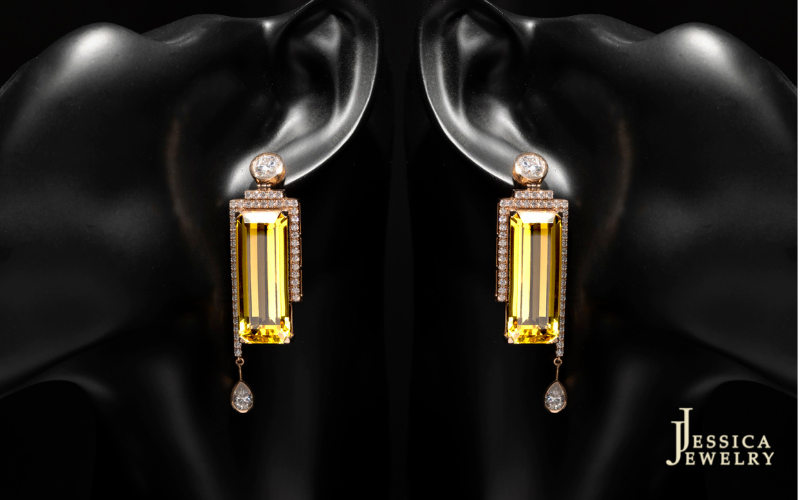 Bông tai Limerence gắn đá Citrine 