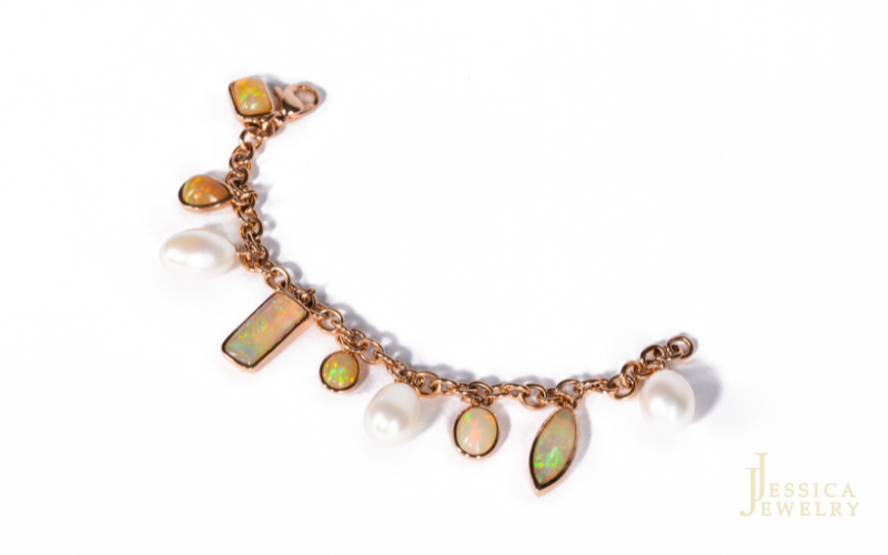 Lắc tay gắn đá Opal