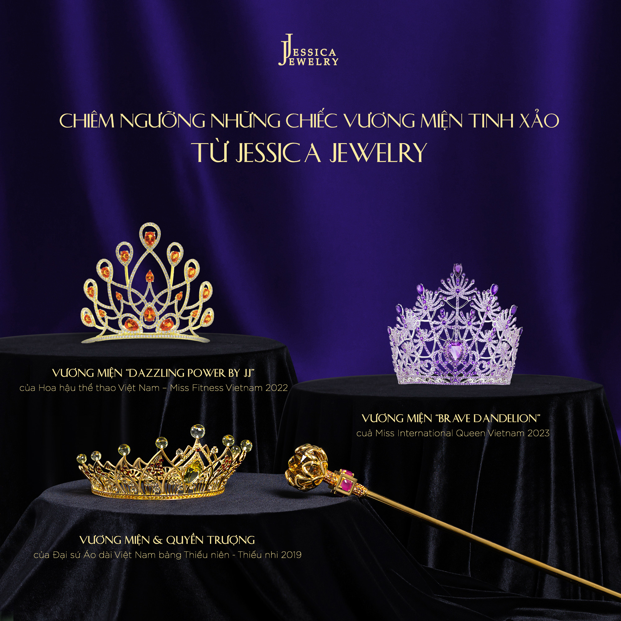 Chiêm ngưỡng những chiếc vương miện tinh xảo từ Jessica Jewelry