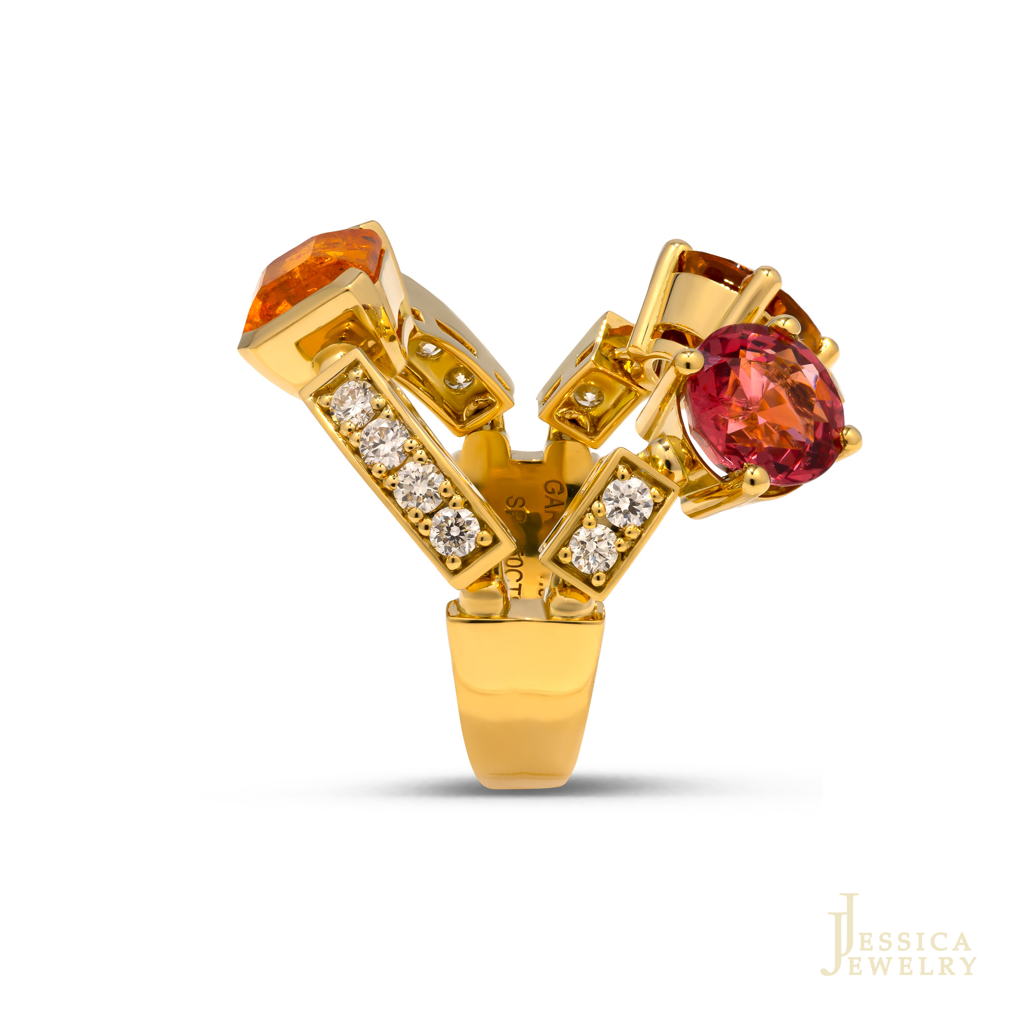 NHẪN SPESSARTITE GARNET - SPINEL- CITRINE