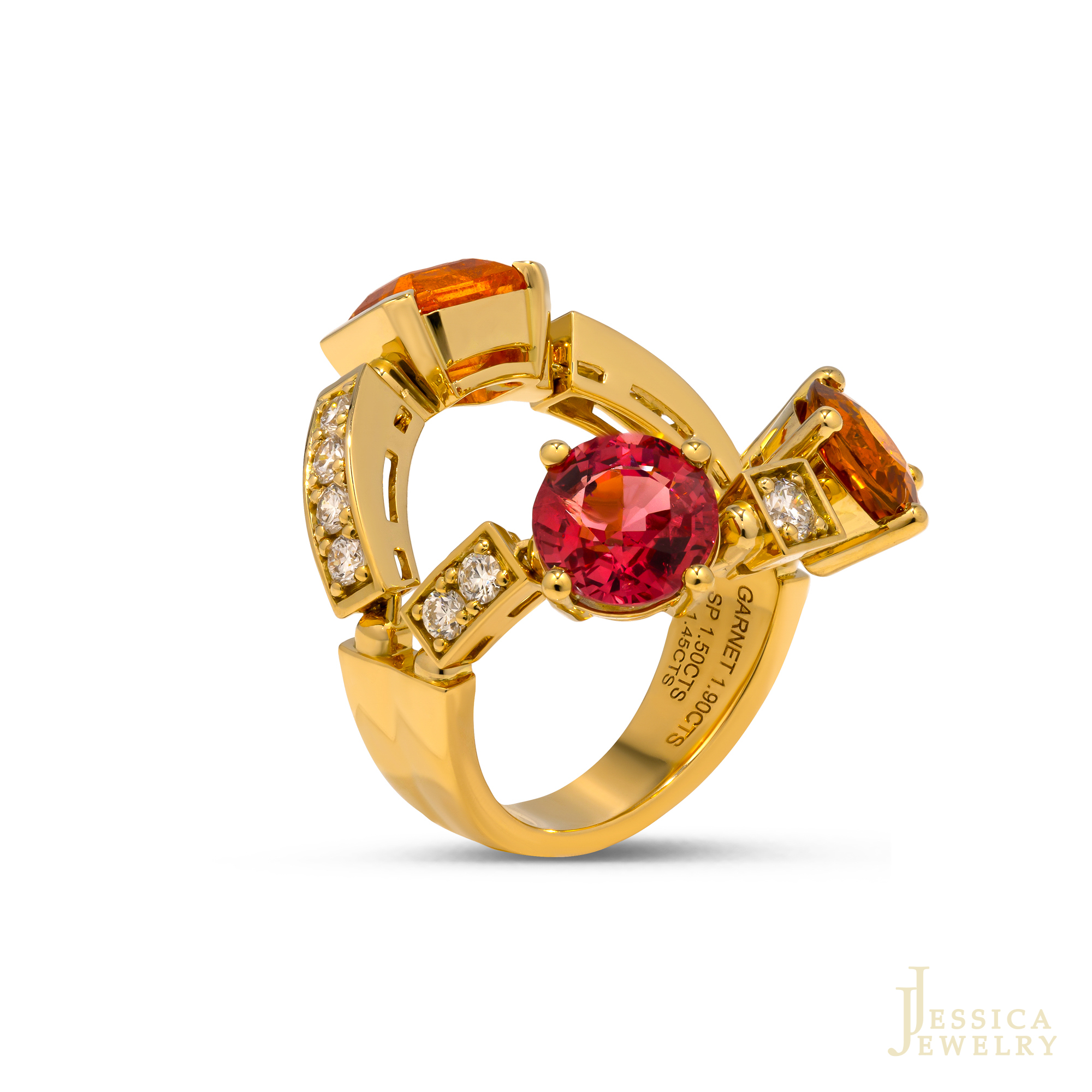 NHẪN SPESSARTITE GARNET - SPINEL- CITRINE