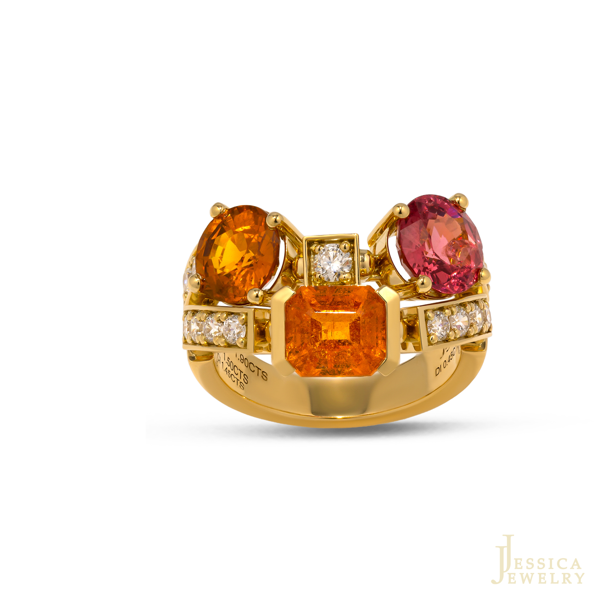 NHẪN SPESSARTITE GARNET - SPINEL- CITRINE