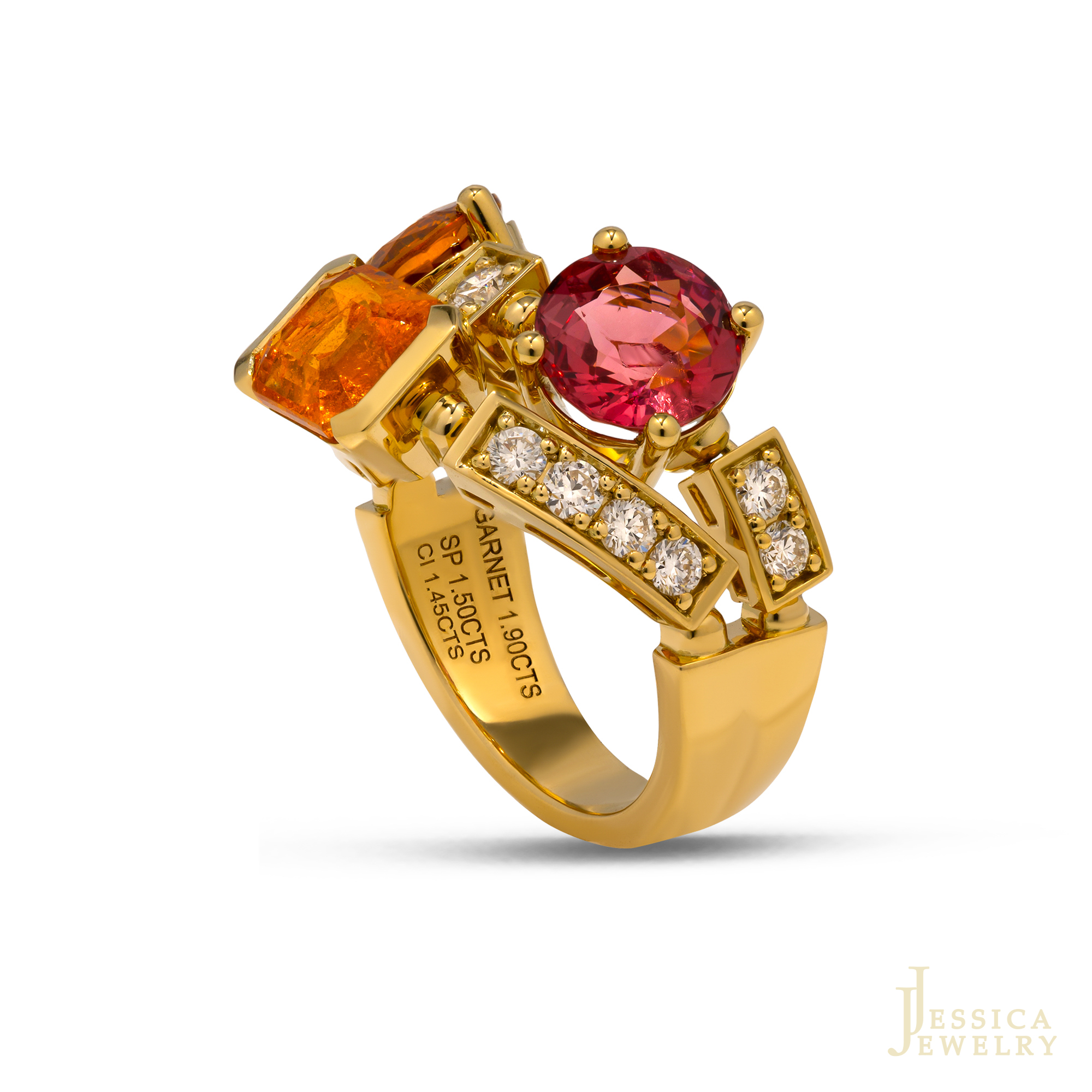 NHẪN SPESSARTITE GARNET - SPINEL- CITRINE